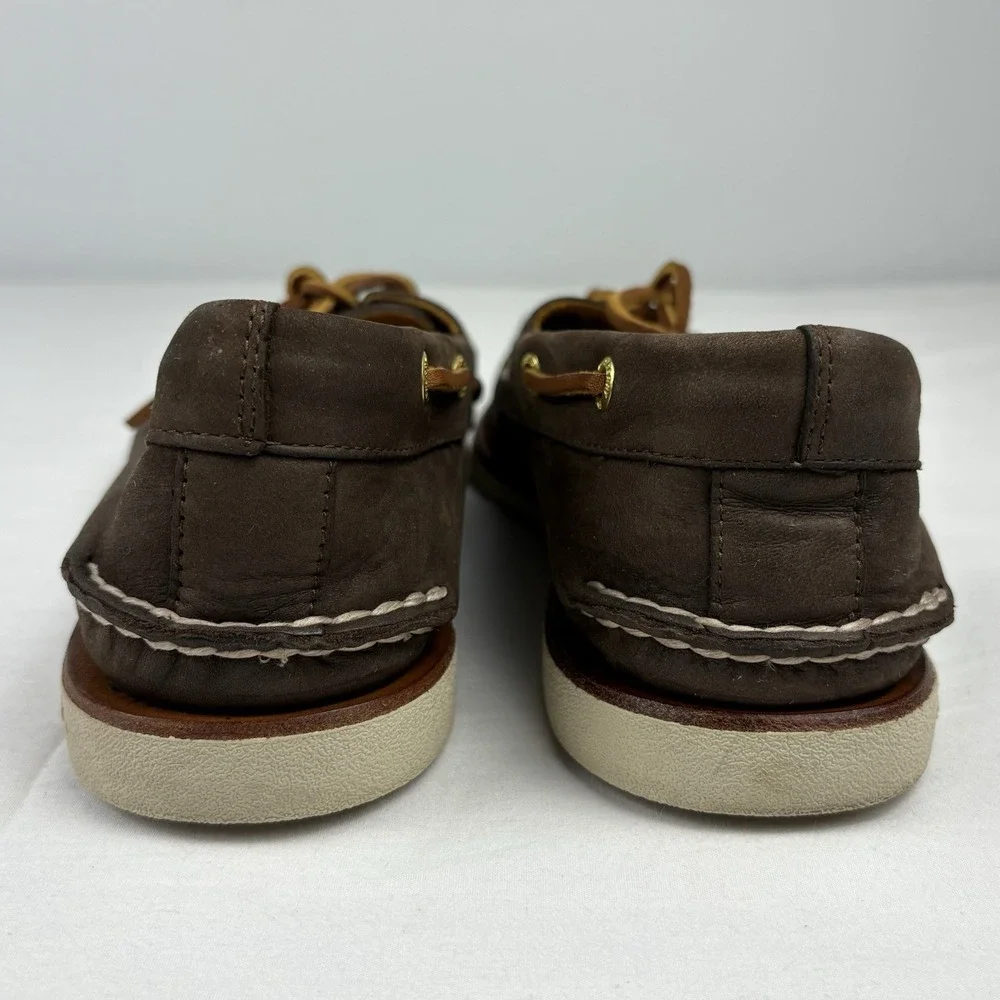 Sperry Gold Cup Brown Leather Boat Shoes 10.5M DeerSkin Lined Memory Foam EUC